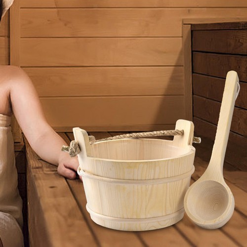 Wood sauna bucket and - wood, ladle