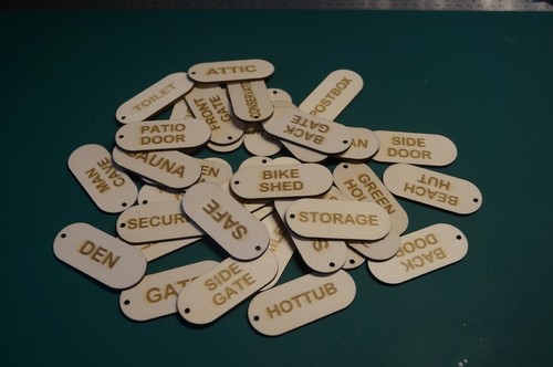 Laser etched wood - , key
