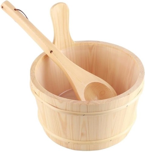 Wooden sauna bucket with - wooden,